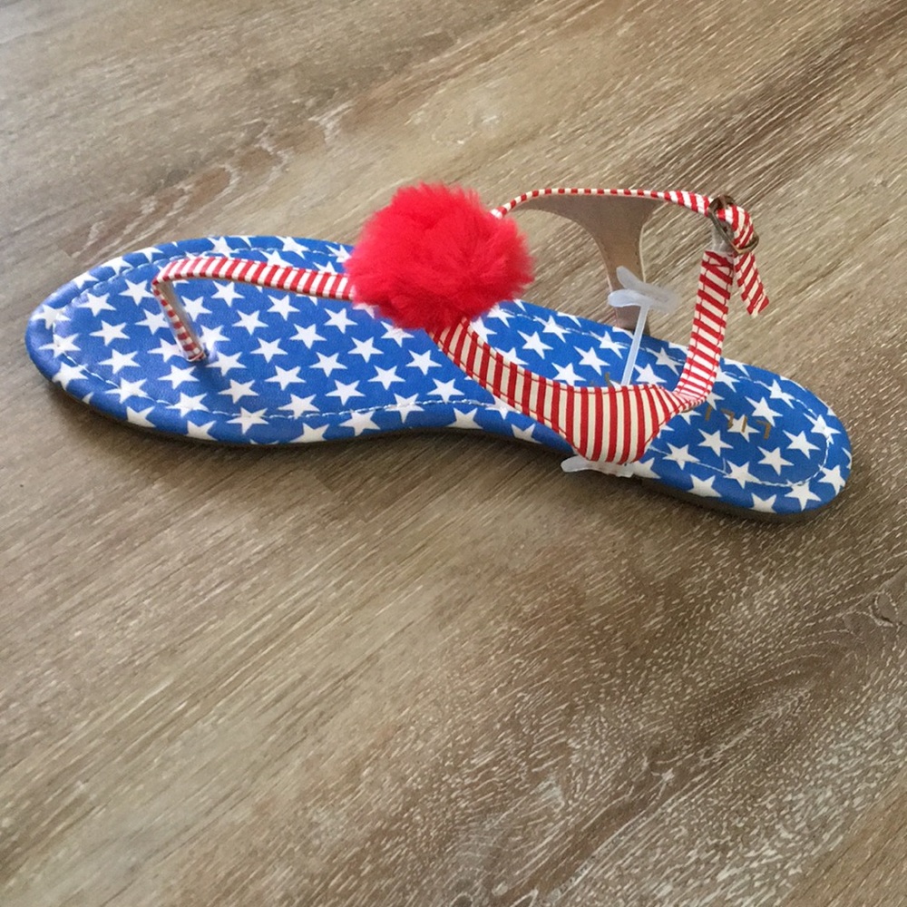 American Flag Pom Pom Sandal Flip Flops - Picture 3 of 4